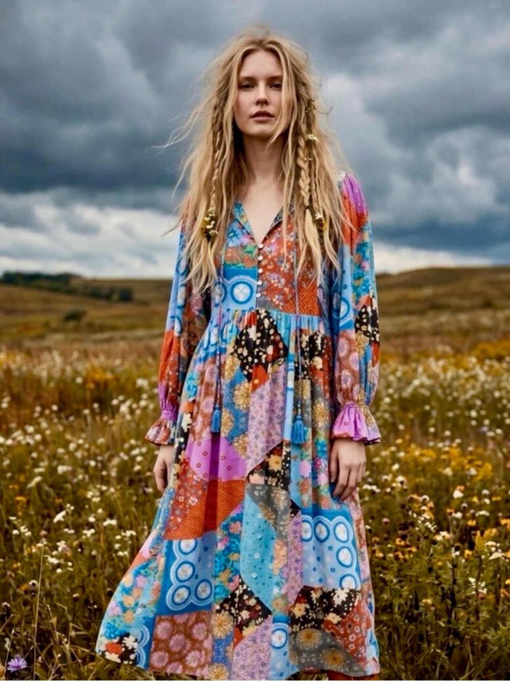 Spell Bohemian Patchwork dress , M - Picture 5 of 11